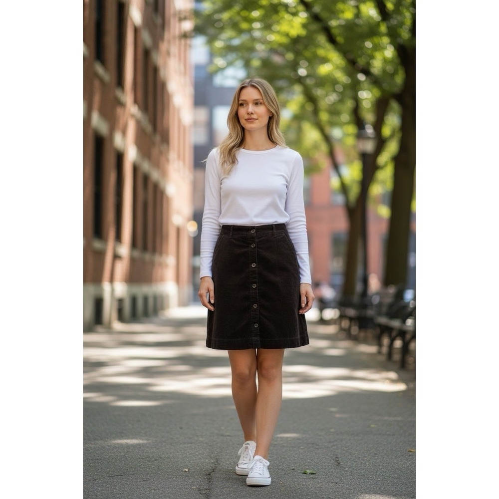 vintage croft and barrow Brown Velvet Corduroy Midi Skirt Womens Size 12